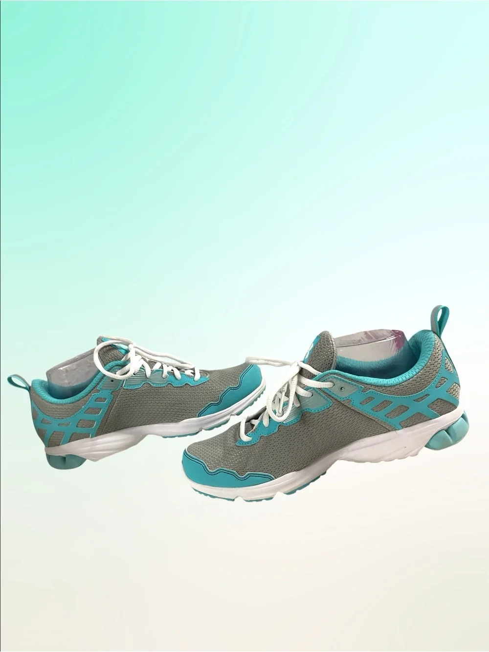 Under Armour Micro G Toxic Six Women’s Gray/Teal Athletic Running Shoes  Sz 9.5M